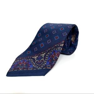 Yves Saint Laurent YSL Blue Silk Paisley Neck Tie